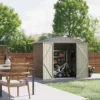 Patiowell 8x6 Metal Shed with Peak Roof (Brown)