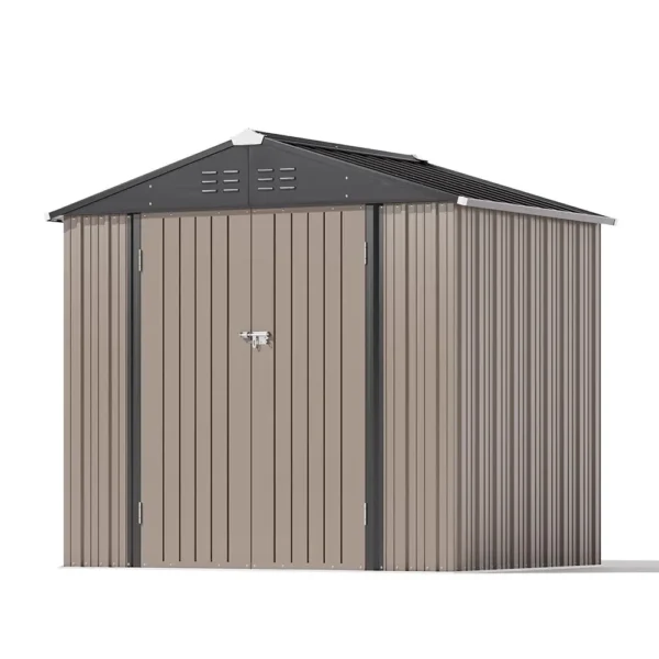 Patiowell 8x6 Metal Shed with Peak Roof (Brown)