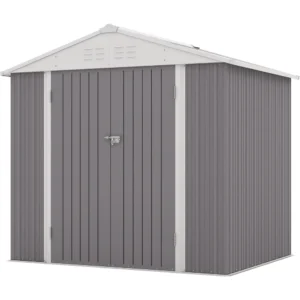 Patiowell 8x6 Metal Shed with Peak Roof (Gray)