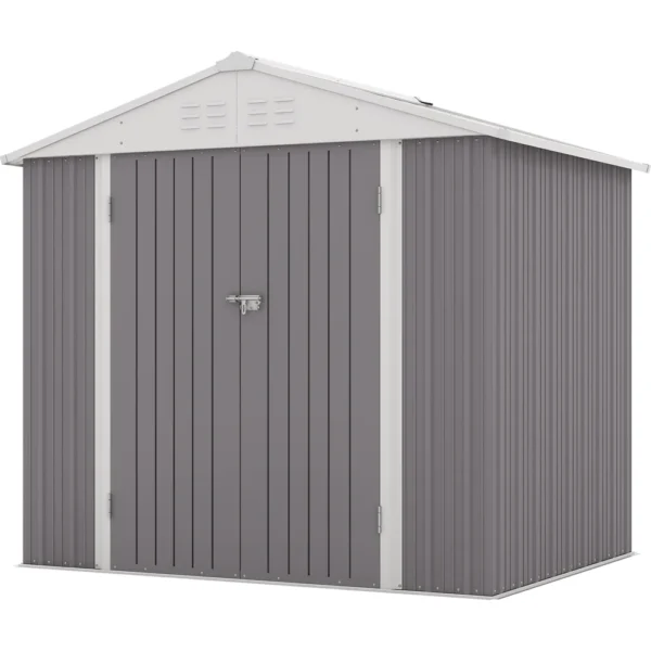 Patiowell 8x6 Metal Shed with Peak Roof (Gray)