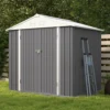 Patiowell 8x6 Metal Shed with Peak Roof (Gray)