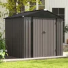 Patiowell 8x6 Metal Shed with Peak Roof (Brown)